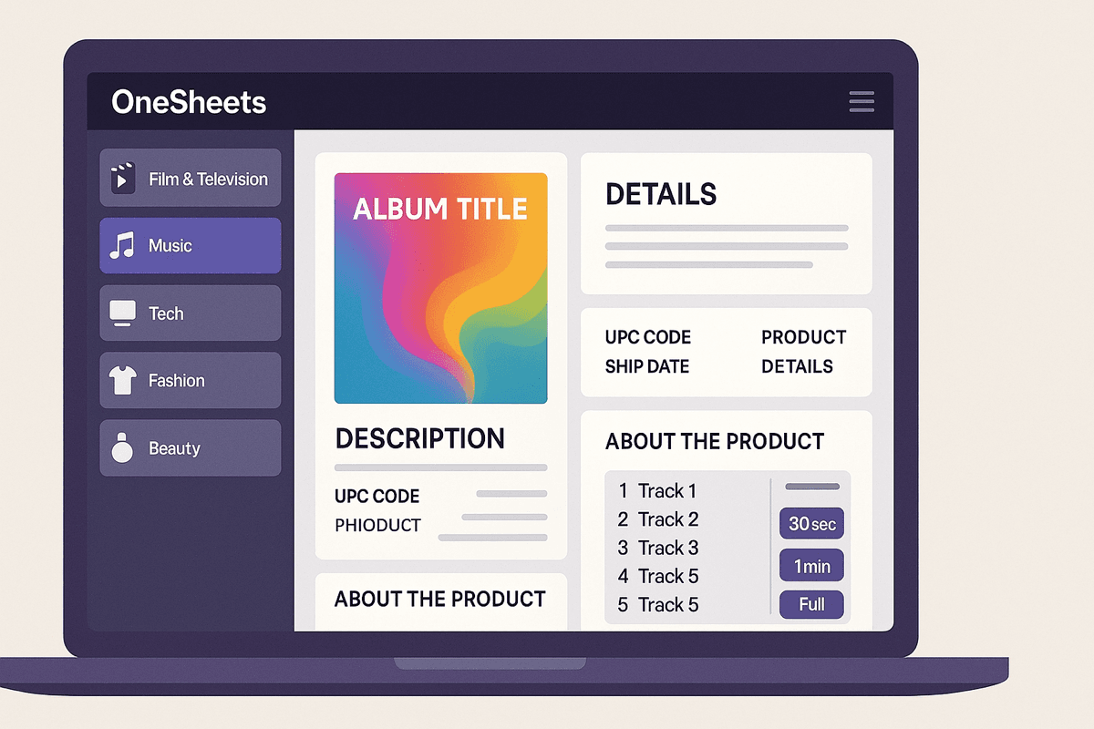 OneSheets application dashboard